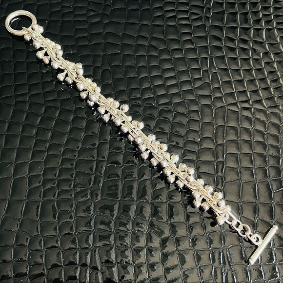 HEAVY Sterling Silver DNA Chain Link Ball Bead Toggle Clasp Bracelet - Picture 3 of 10